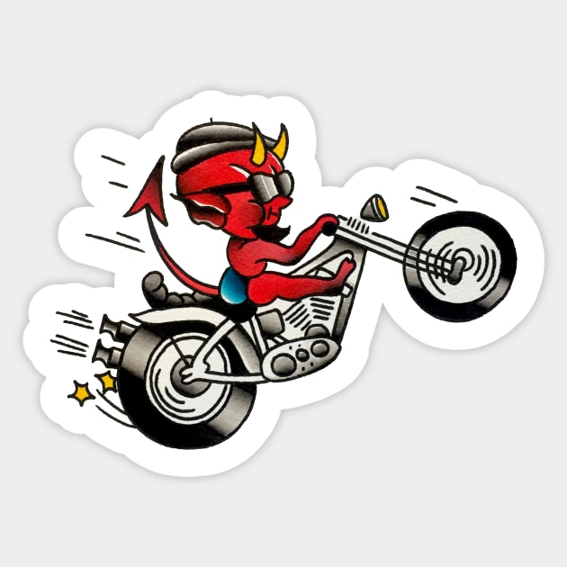 Devil Beatnik Rider Tattoo Design Sticker by forevertruetattoo